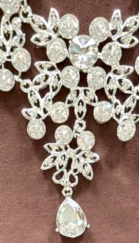 Necklace & Rhinestone Crystal Earrings Set Statement Jewelry - photo 4