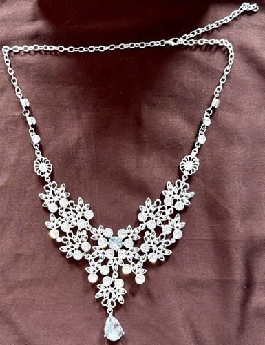 Necklace & Rhinestone Crystal Earrings Set Statement Jewelry - photo 5