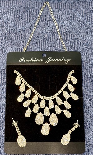 Crystal Rhinestone Teardrop Multi-Layer Statement Jewelry Set - photo 2
