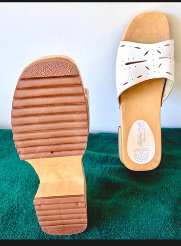 Woman’s Leather Wooden Clogs/Mules-White-Made in Italy! Size 9 - photo 4
