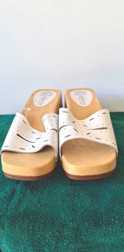 Woman’s Leather Wooden Clogs/Mules-White-Made in Italy! Size 9 - photo 5