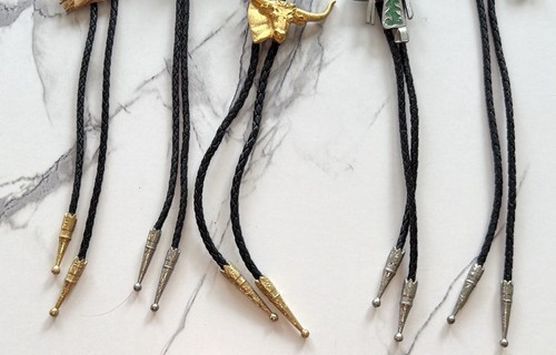 5pc Western Bolo Tie Mixed Lot Black Braided Cord Horse Bull Pis - photo 3