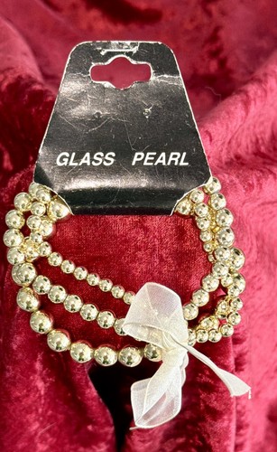 Glass Pearl Stacking Beaded Bracelet - 3 Piece Set