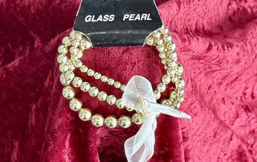 Glass Pearl Stacking Beaded Bracelet - 3 Piece Set - photo 2