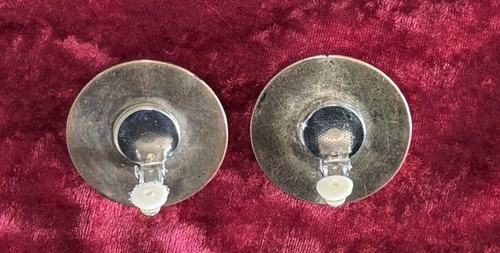 Rhinestone & Faux Pearl Earrings Button style Clip On 1980s glam - photo 4