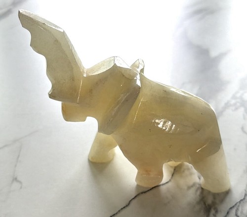 Onyx Stone Elephant Figurine Hand-Carved –Trunk Up Good Luck - photo 2