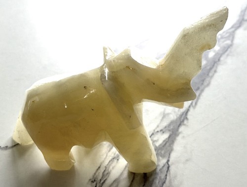 Onyx Stone Elephant Figurine Hand-Carved –Trunk Up Good Luck - photo 5