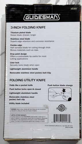 Guidesman 2-Piece Folding & Utility Knife Set - Brand New - photo 2
