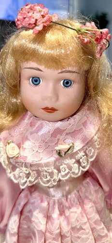 Porcelain Collector 15" Doll with Custom Plastic Cover & Stand - photo 3