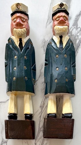 Wooden Sea Captain Sailor Hand Carved Figurines - Pair of 2 - photo 4
