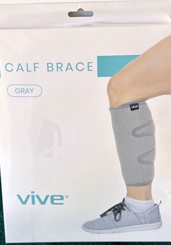 Calf Brace by Vive Gray Neoprene Adjustable Compression Support