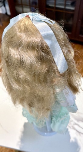 Porcelain Doll Collector-16” Blonde & Dark Blue Eyes-Metal Stand - photo 3
