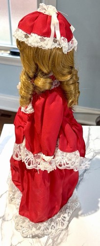 Porcelain Collector Doll Red Valentine Dress Lace 17” Custom Cov - photo 2