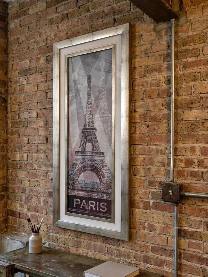 Vintage Framed Paris France Eiffel Tower Wall Art – 18” x 42”