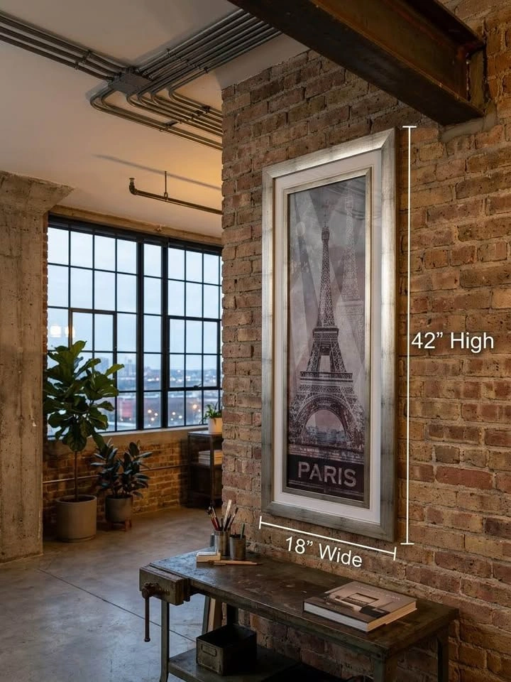 Vintage Framed Paris France Eiffel Tower Wall Art – 18” x 42” - photo 2