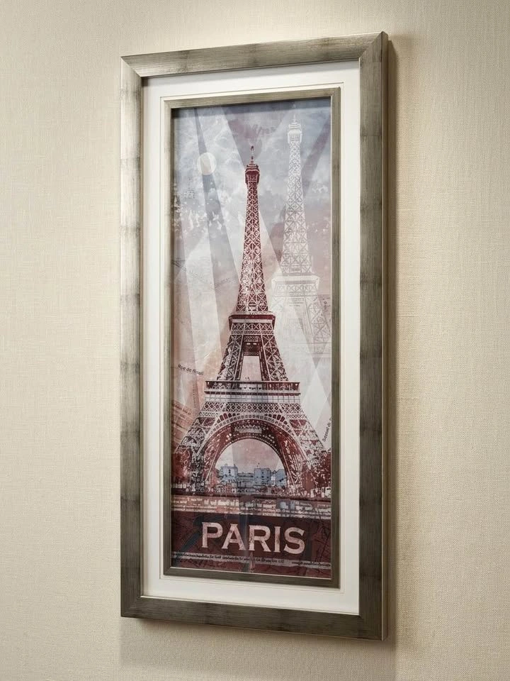 Vintage Framed Paris France Eiffel Tower Wall Art – 18” x 42” - photo 4