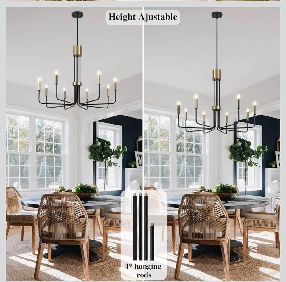 New Modern Chandelier Ceiling Light 8 Light Black and Gold - photo 4