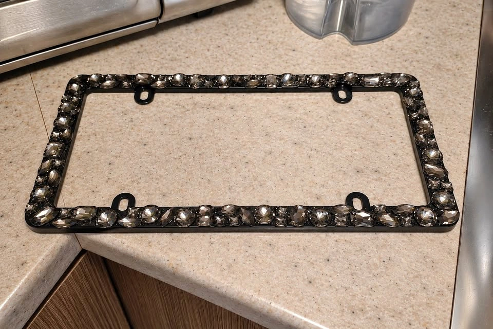Black Rhinestone License Plate Frame
