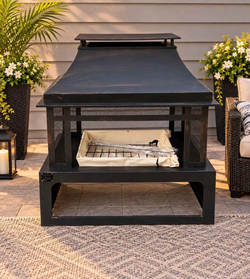 Brand New 4pc patio conversation set with wood burning fire plac - photo 2