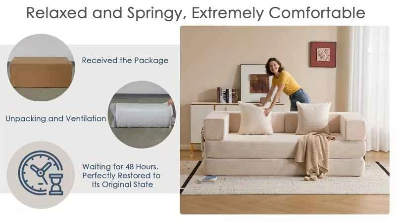 Brand New Boneless Sofa Bed Queen, 79" Convertible Sofa - photo 5