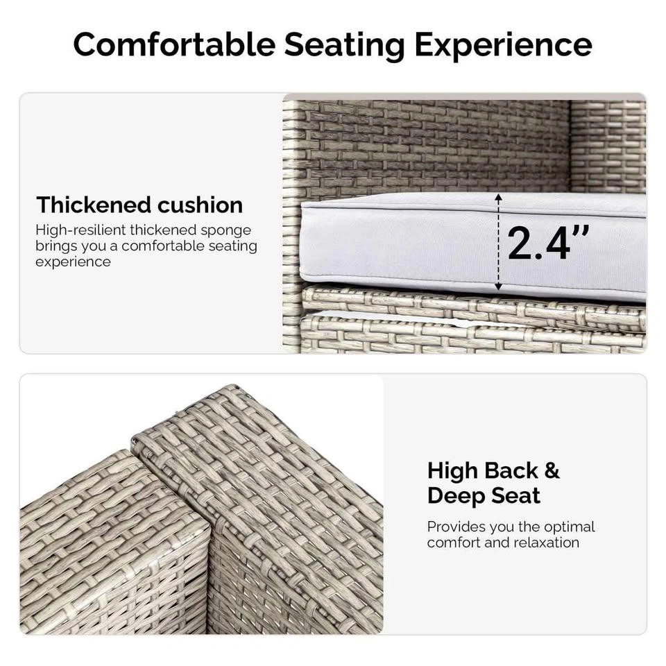 Brand new 6-Piece Grey Wicker Conversation Set With Grey Cushion - photo 3