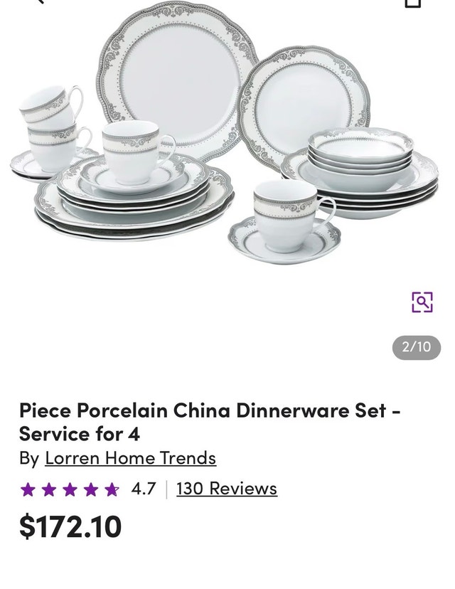 Lorren Home Trends Porcelain China Dinnerware Set