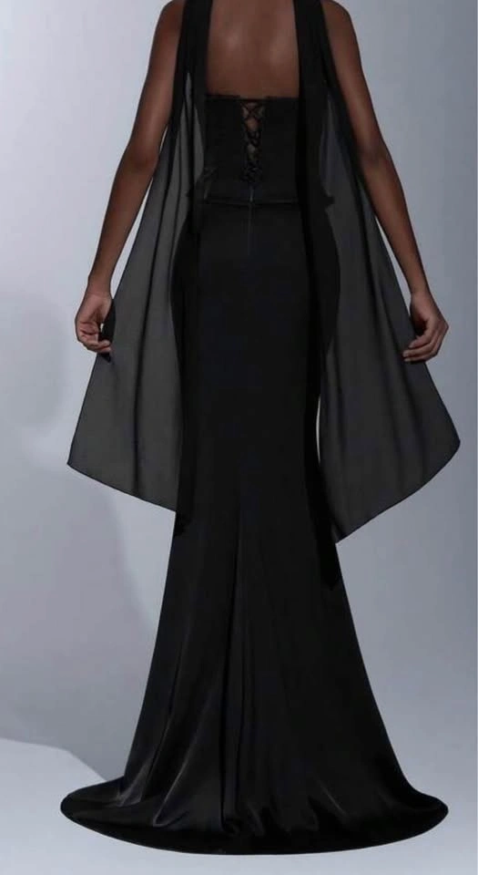Black Strapless Embellished Evening Gown with Corset Back XS - photo 2