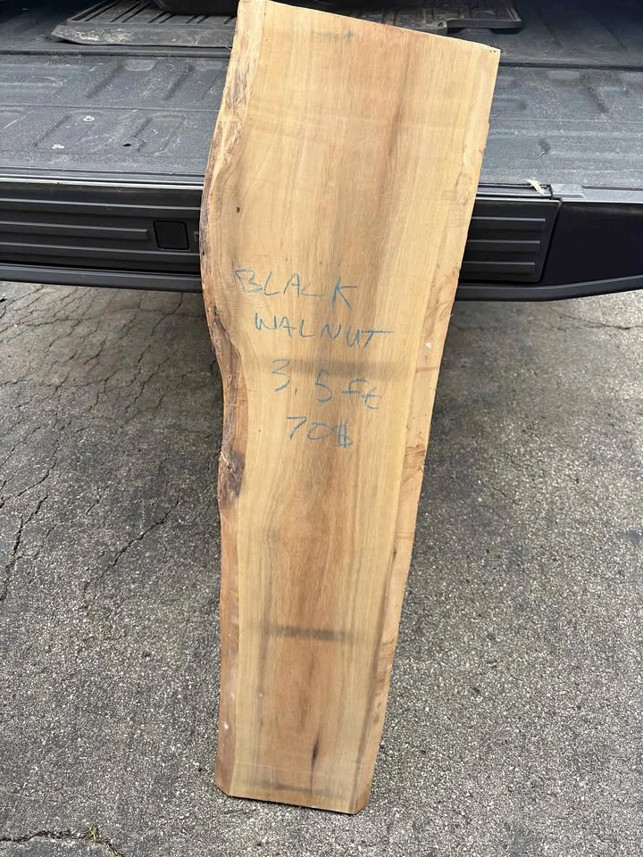 3.5ft Black Walnut Live Edge Wood Slab