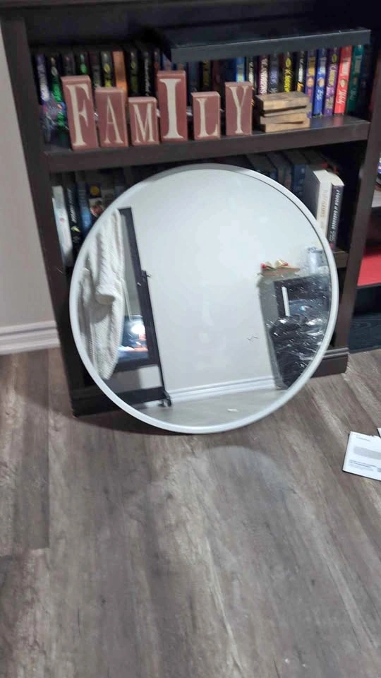 Round White Framed Wall Mirror