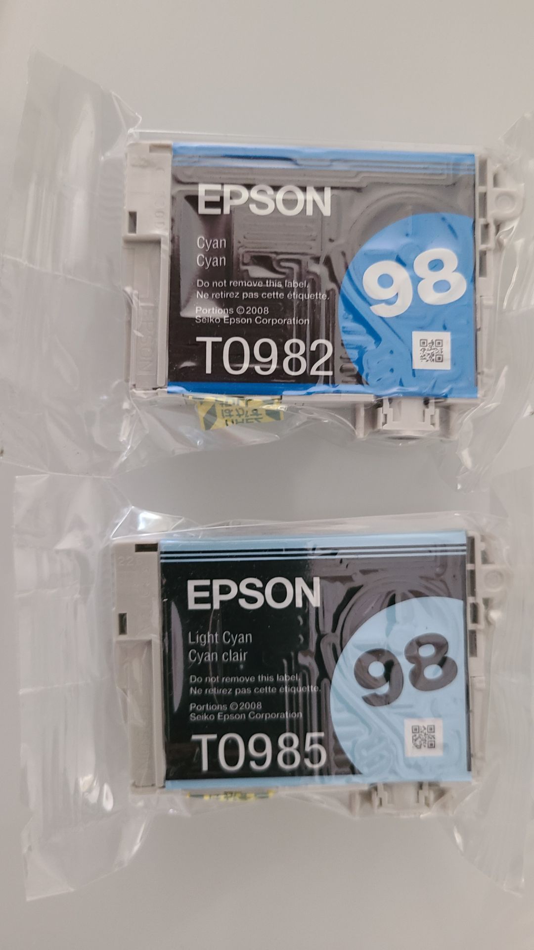 Epson 98 Ink Cartridges T0982 Cyan & T0985 Light Cyan