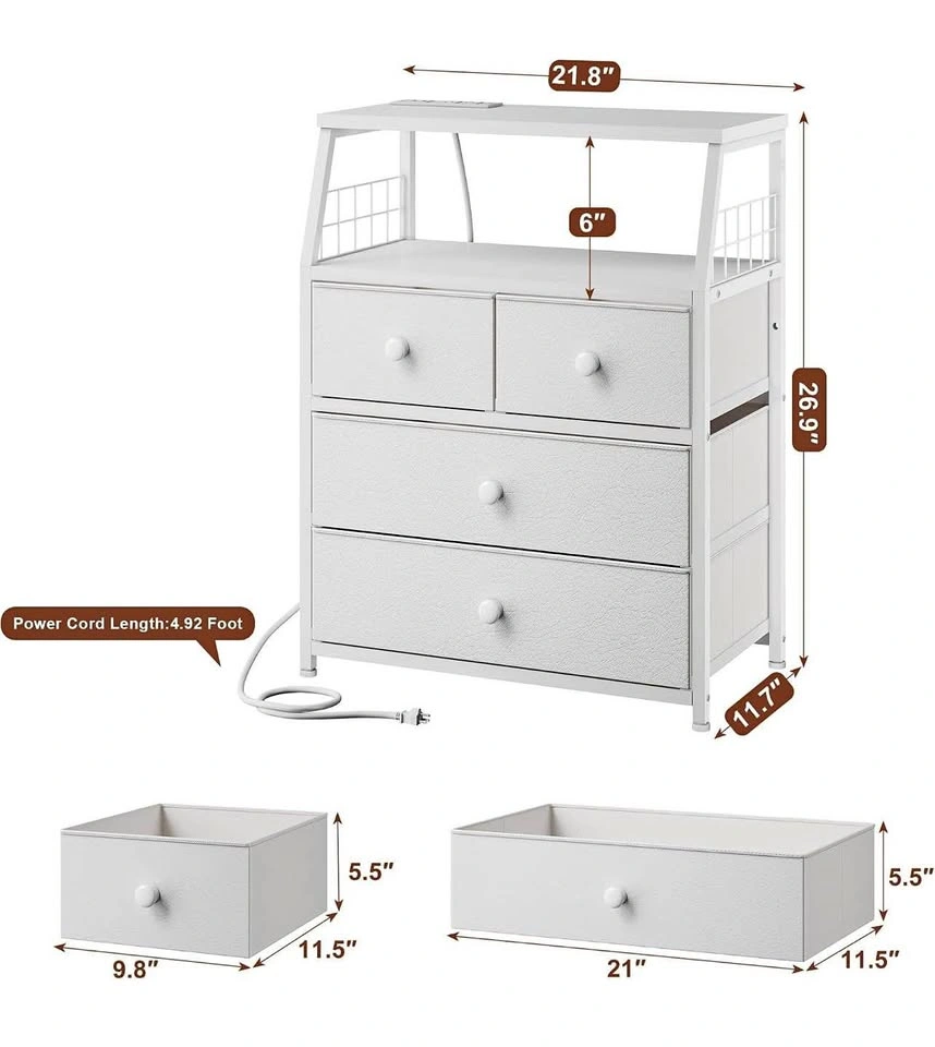 Brand new white nightstand 4 Fabric Drawer