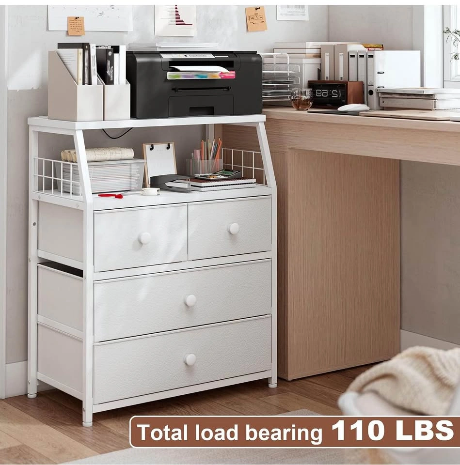 Brand new white nightstand 4 Fabric Drawer - photo 3