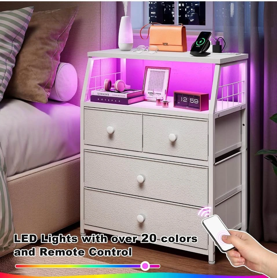 Brand new white nightstand 4 Fabric Drawer - photo 4