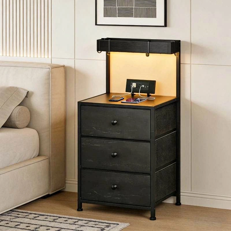 Brand new in box- Tall LED Nightstand With Charging Station