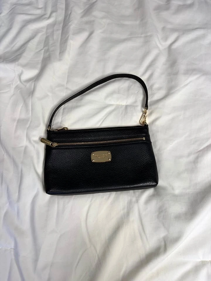 Michael Kors Black Leather Wristlet Clutch