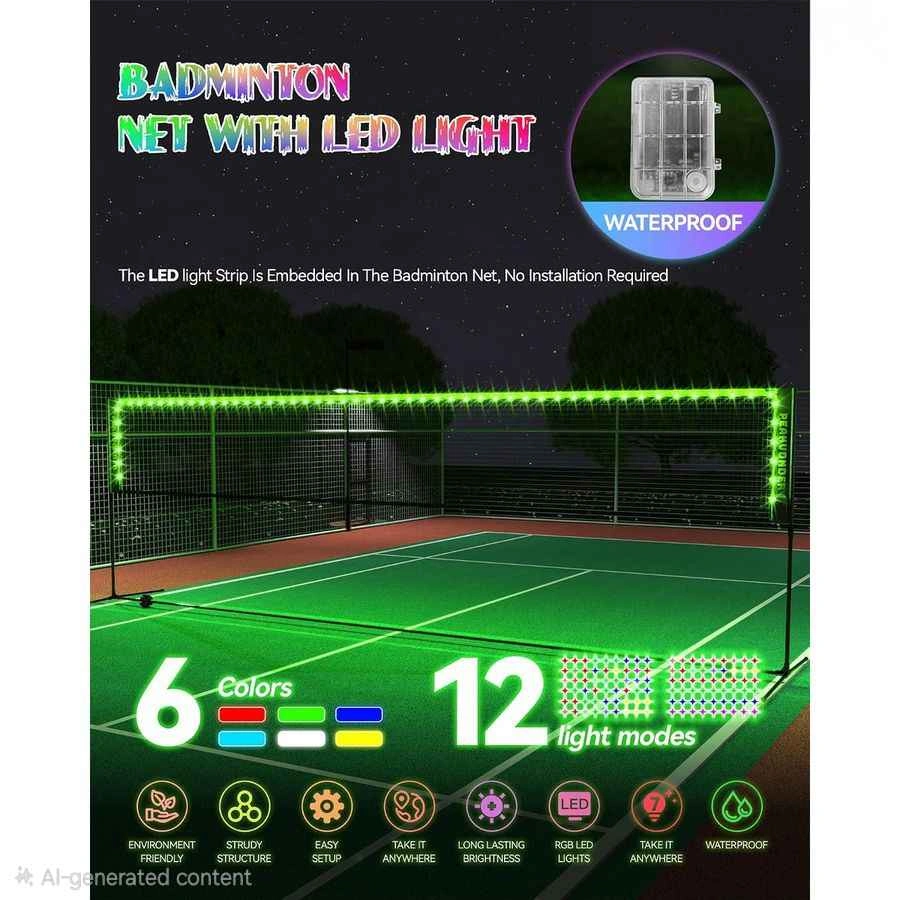 PEAKUONDER Badminton Net with LED Light - photo 3