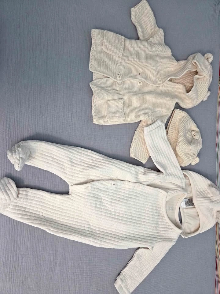 Baby gap sweater, onesie, and hat - 3-6month
