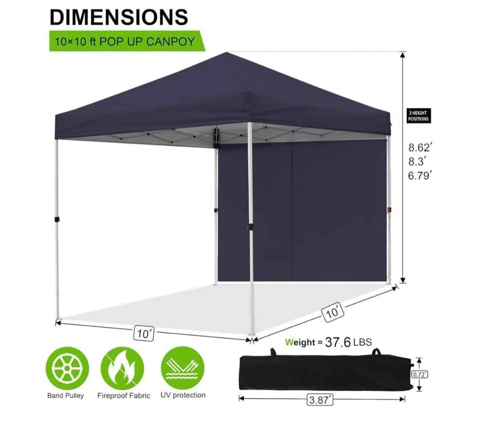 10x10 FT Pop Up Canopy with Sidewall and Carrying Bag - photo 4