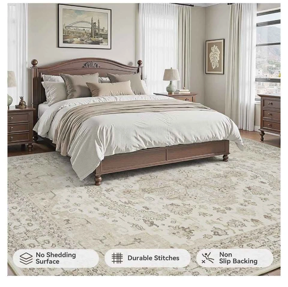 Brand new Beige Area Rug 8x10 Large Machine Washable - photo 4