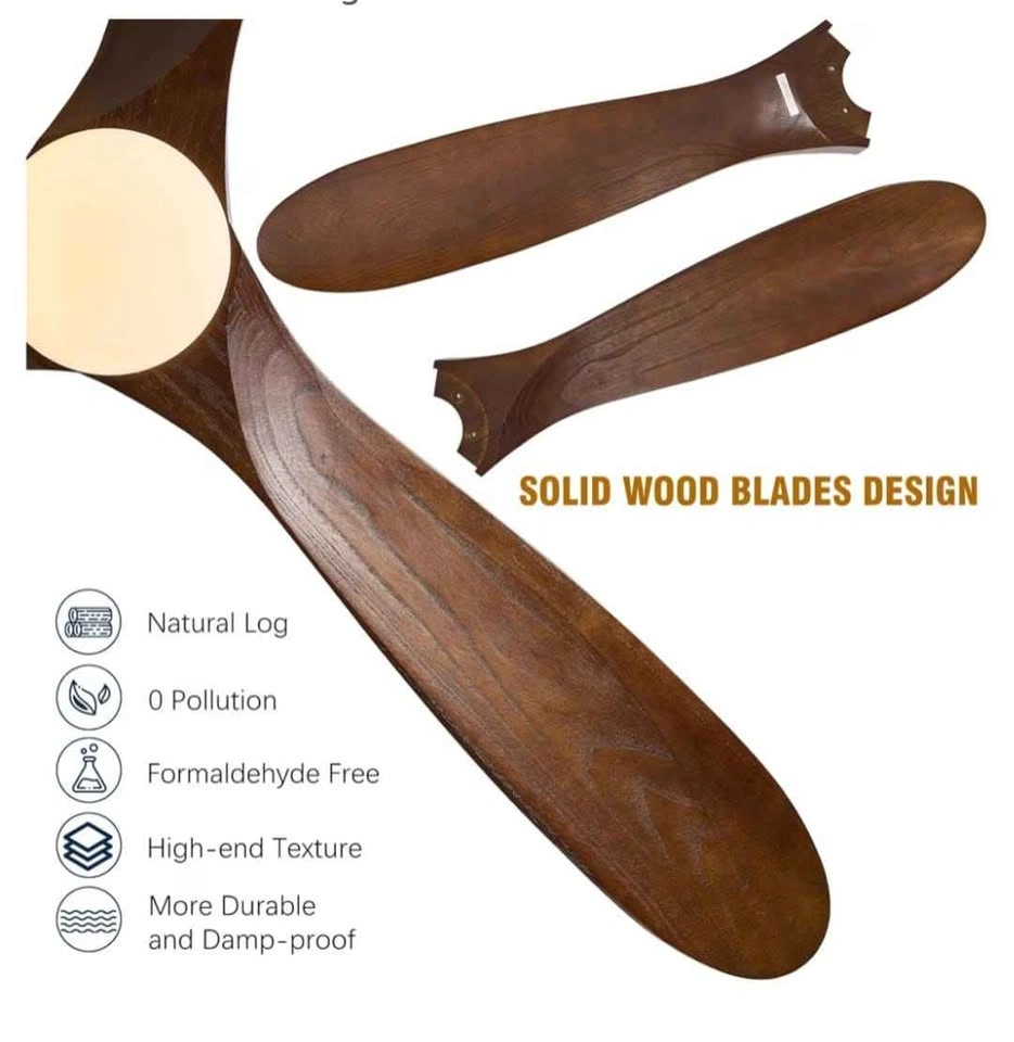 60 Inch Solid Wood Ceiling Fan with Light and Remote - photo 5