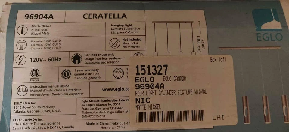 Pendant light: EGLO Ceratella 4L Suspension Light - photo 2