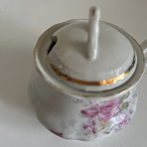 Vintage Porcelain China Pink Roses Sugar Bowl with Lid, Germany - photo 2