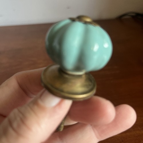 2pcs Turquoise Flower Porcelain Knobs Cabinet Drawer Pulls - photo 3