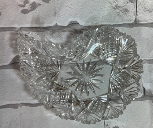 American Brilliant ABP Crystal Cut Glass Bon Bon Dish Bird