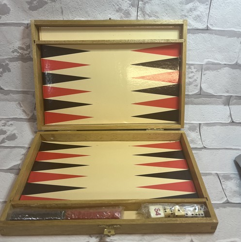 Vintage Travel Size Butterscotch And Red Backgammon Set