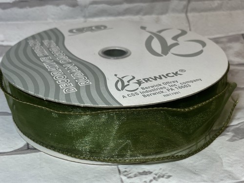 Berwick Premium Ribbon Wired Edge Sheer Spring Kiwi 1.5 Inch