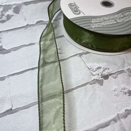 Berwick Premium Ribbon Wired Edge Sheer Spring Kiwi 1.5 Inch - photo 2