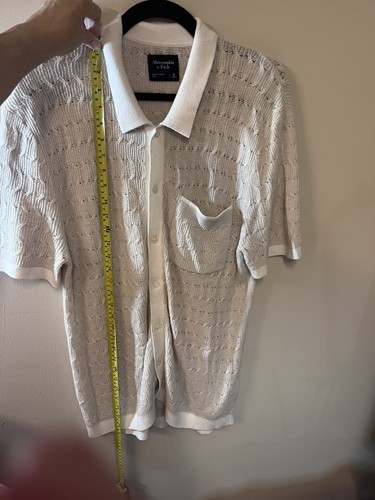 Men's Abercrombie & Fitch Open Weave Crochet Polo Shirt Med - photo 3
