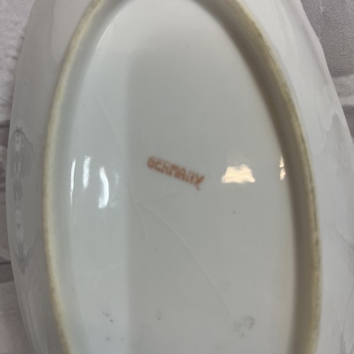 Antique German Porcelain Oval Relish Dish with Pink Rosettes - photo 5