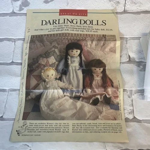 Vintage Darling Dolls SEWING PATTERN 18" Cloth DOLLS 1983